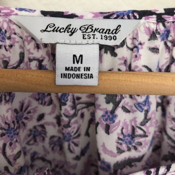 Lucky Brand Border Print Peasant Blouse - Picture 9 of 15